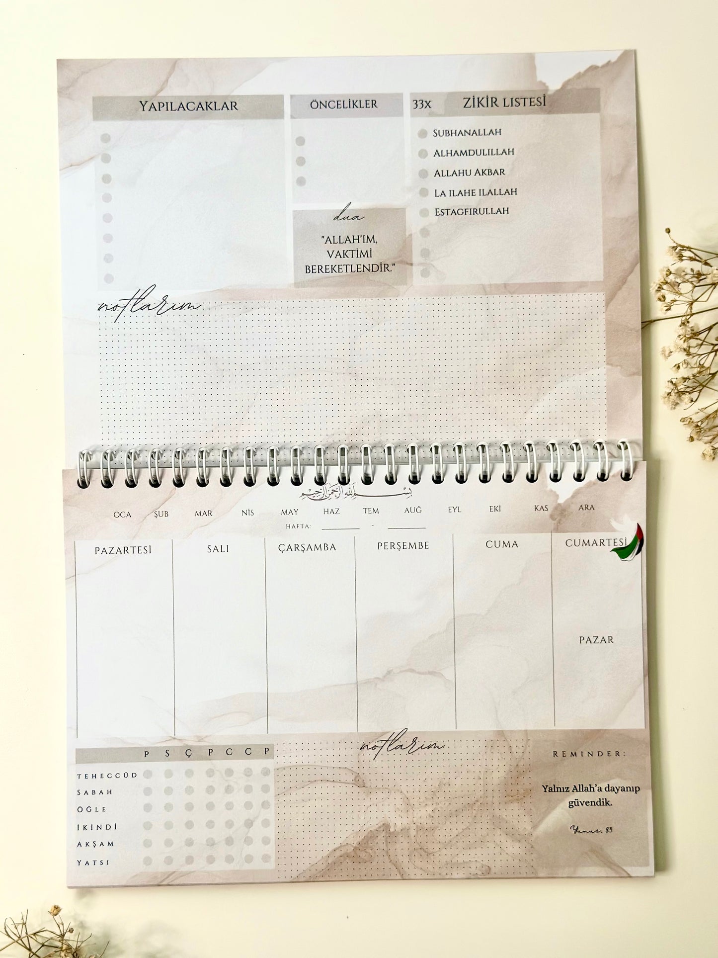 İslami haftalık planlayıcı Filistin Almanca/Türkçe