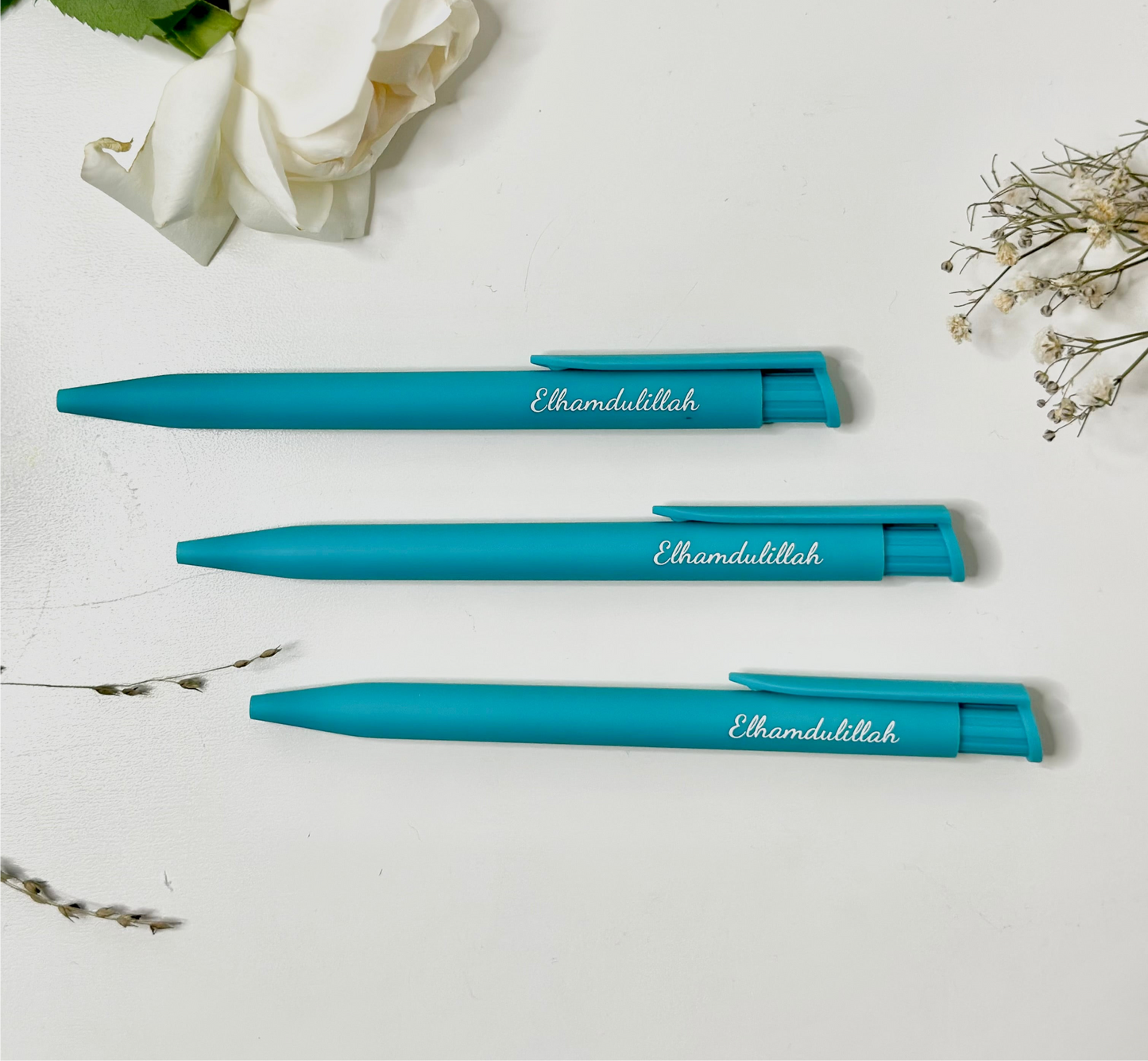 Ballpoint pen in Arabic "Alhamdulillah" sky blue