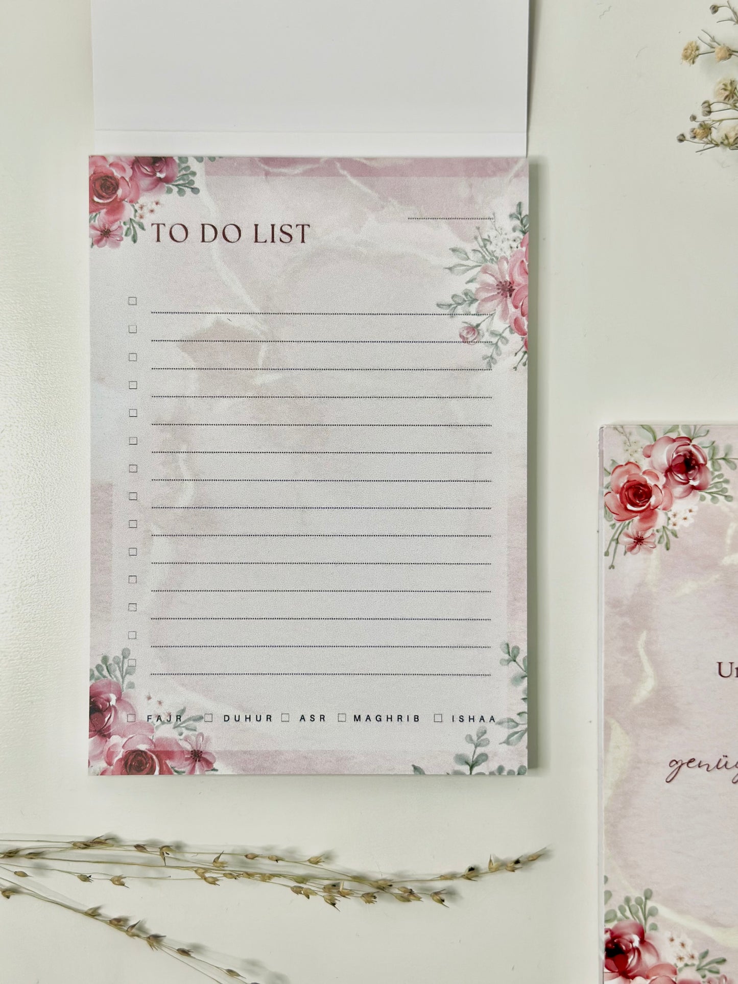 To Do Block with Prayer Tracker “Roses” German/Turkish