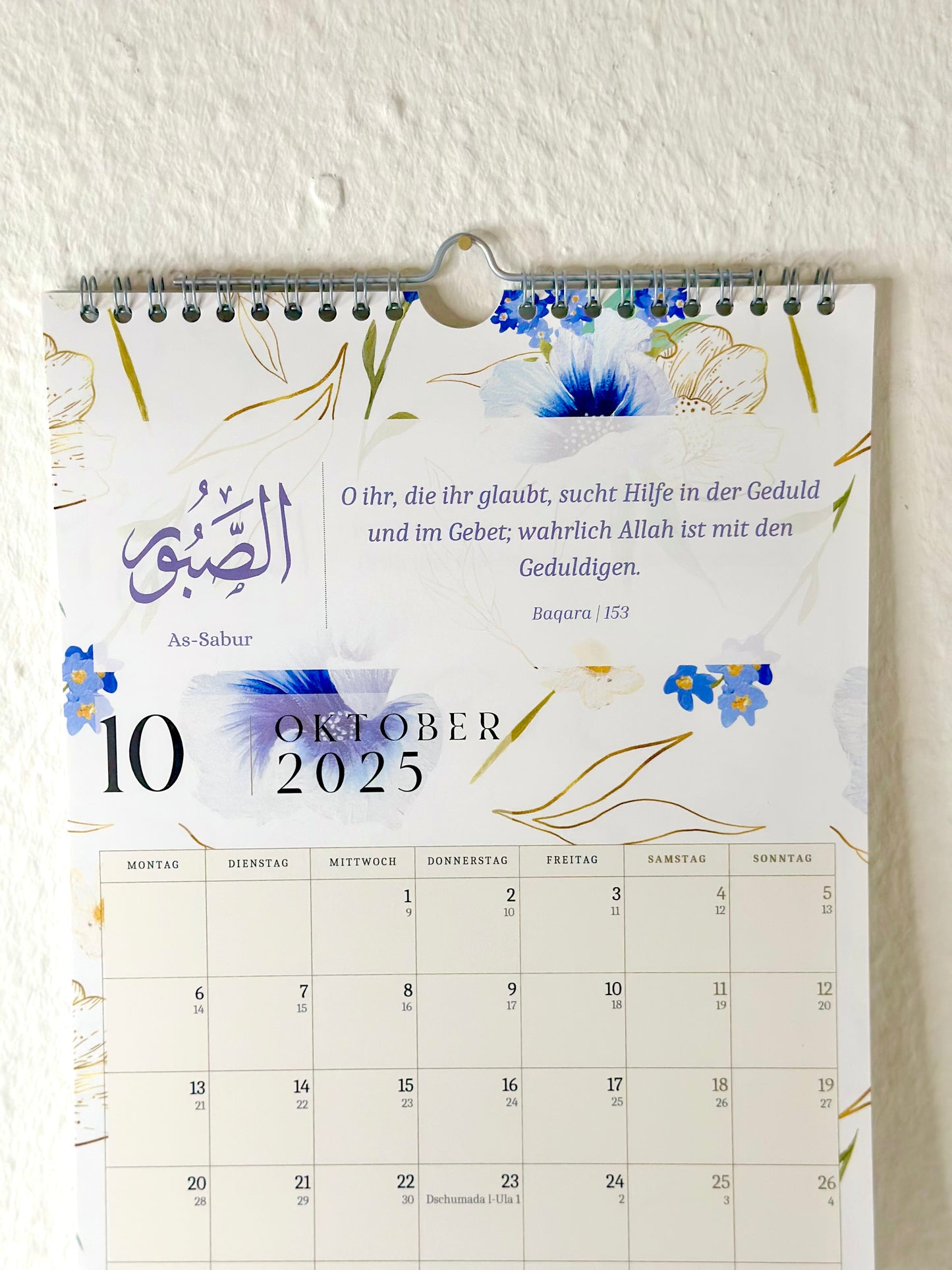 Almanca/Türkçe Hicri tarihli duvar takvimi 2025 A4