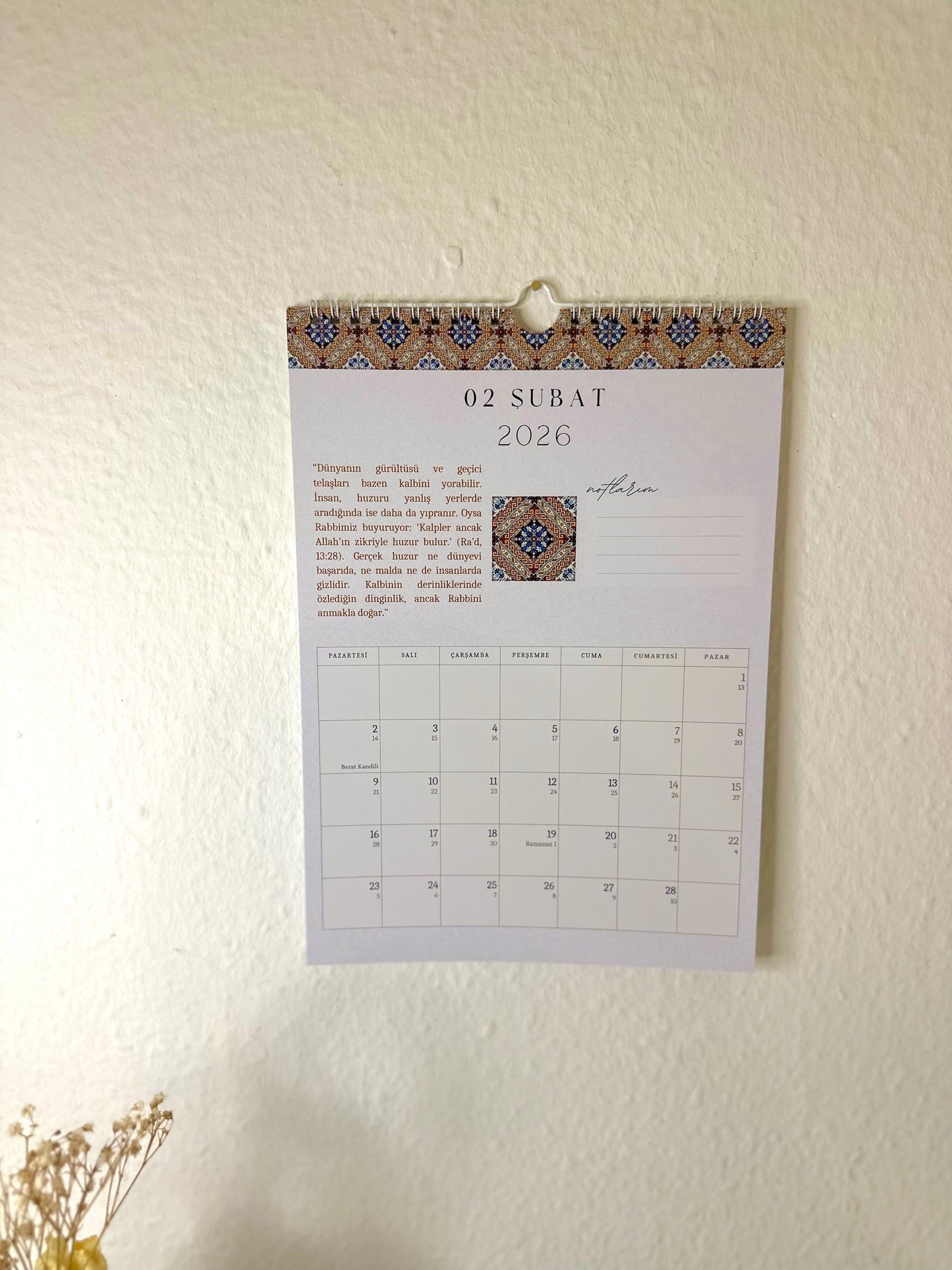 Islamischer Hijri Wandkalender türkisch