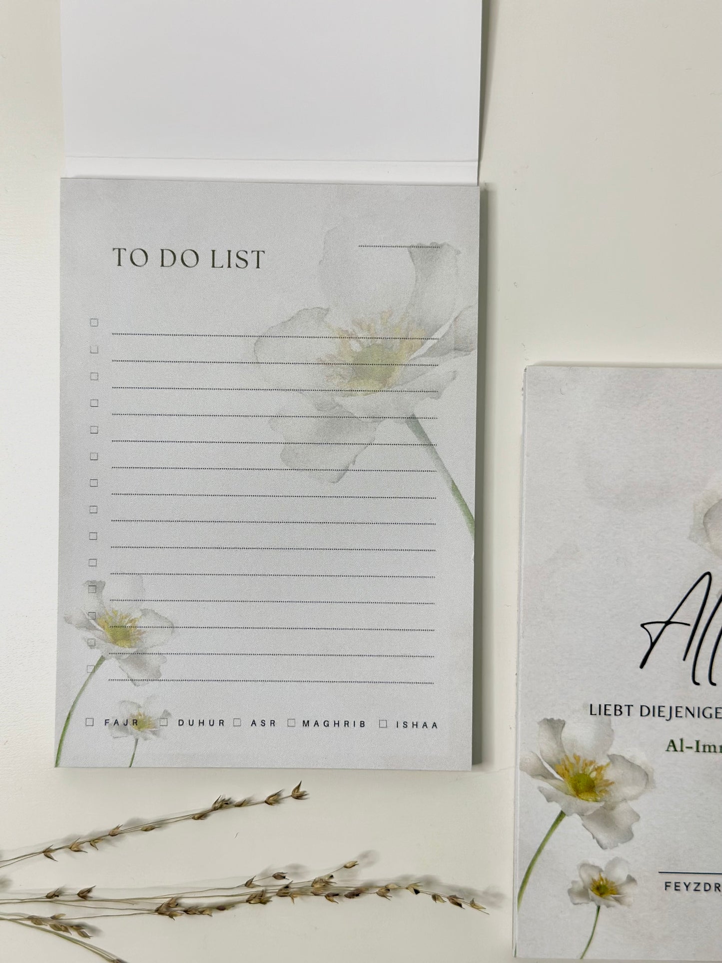 “Beyaz Çiçek” dua takipli To Do Block Almanca/Türkçe