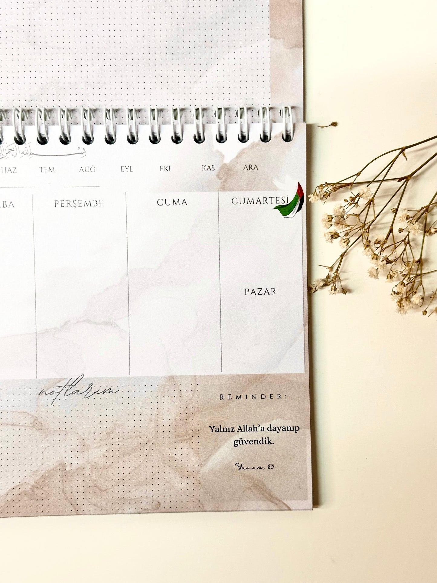 İslami haftalık planlayıcı Filistin Almanca/Türkçe