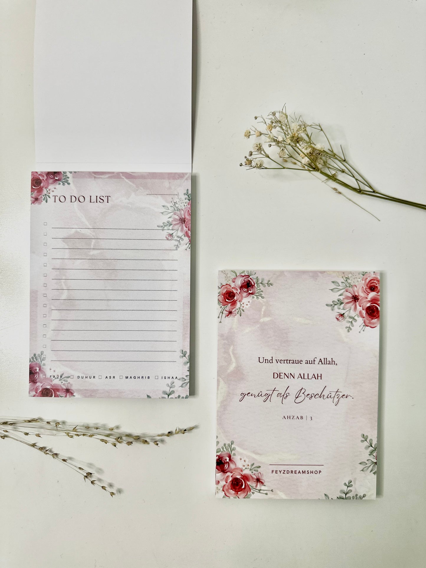 To Do Block with Prayer Tracker “Roses” German/Turkish