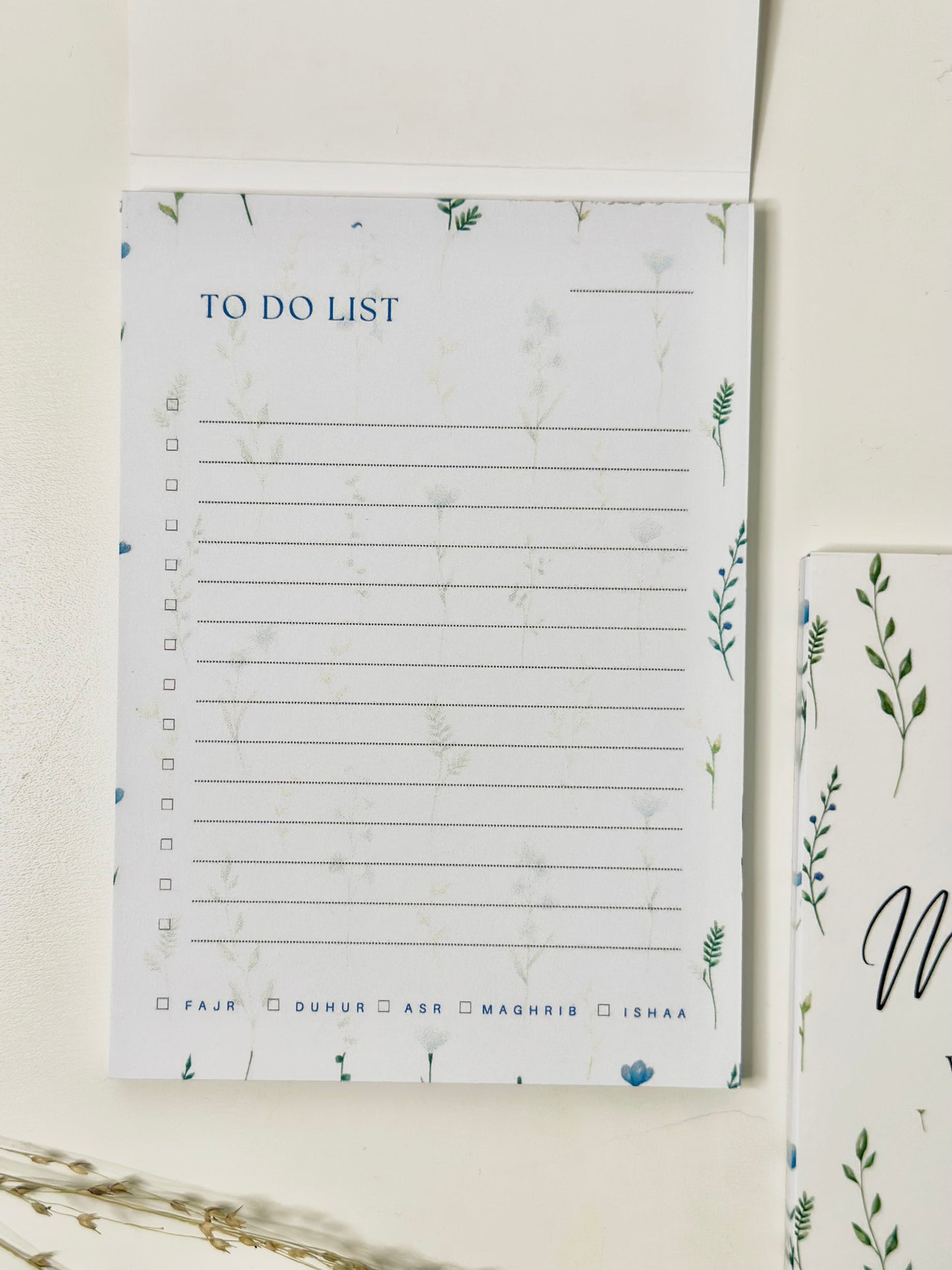 To Do Block with Prayer Tracker “Blue Flower” German/Turkish