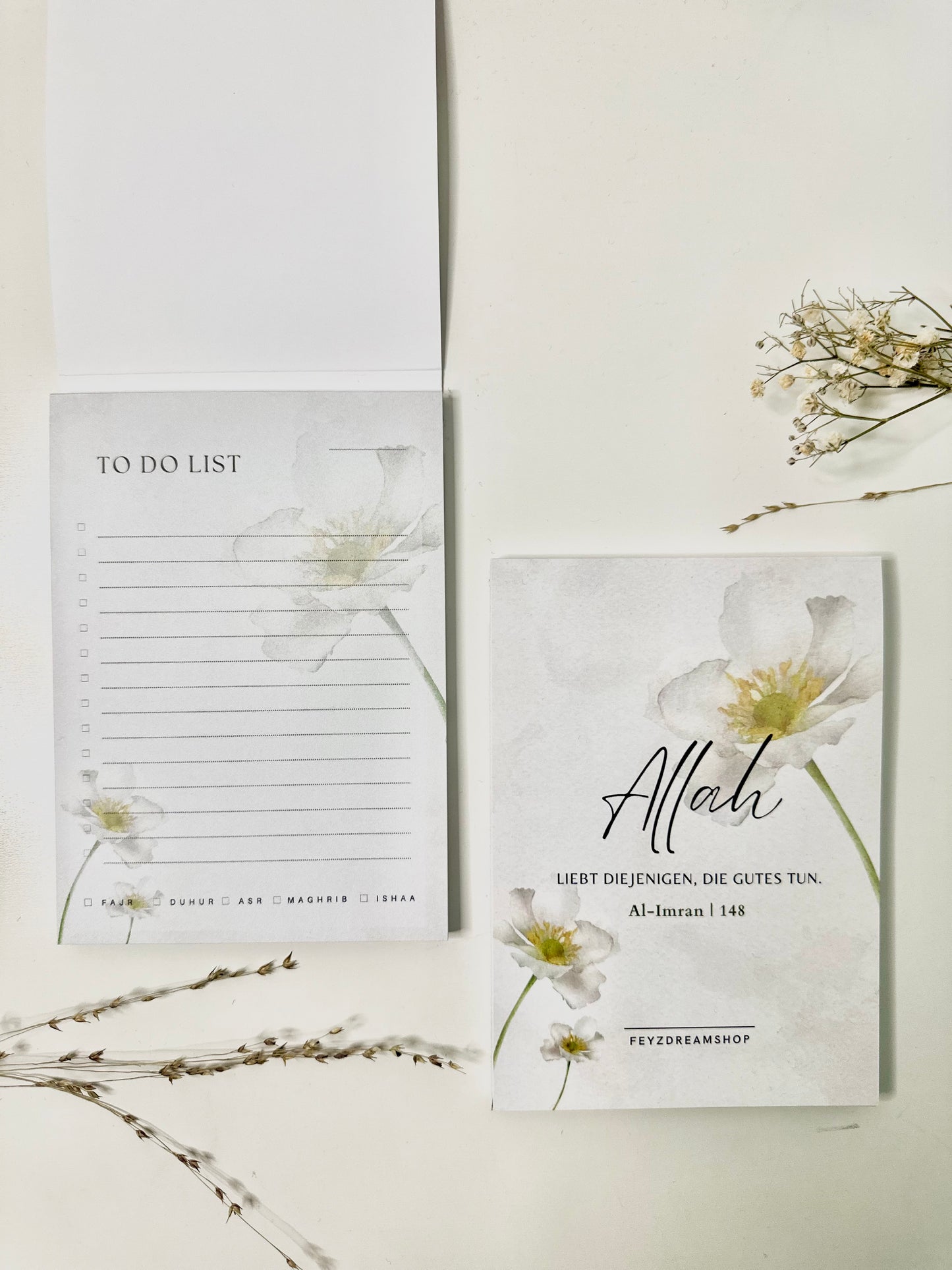 To Do Block with Prayer Tracker “White Flower” German/Turkish