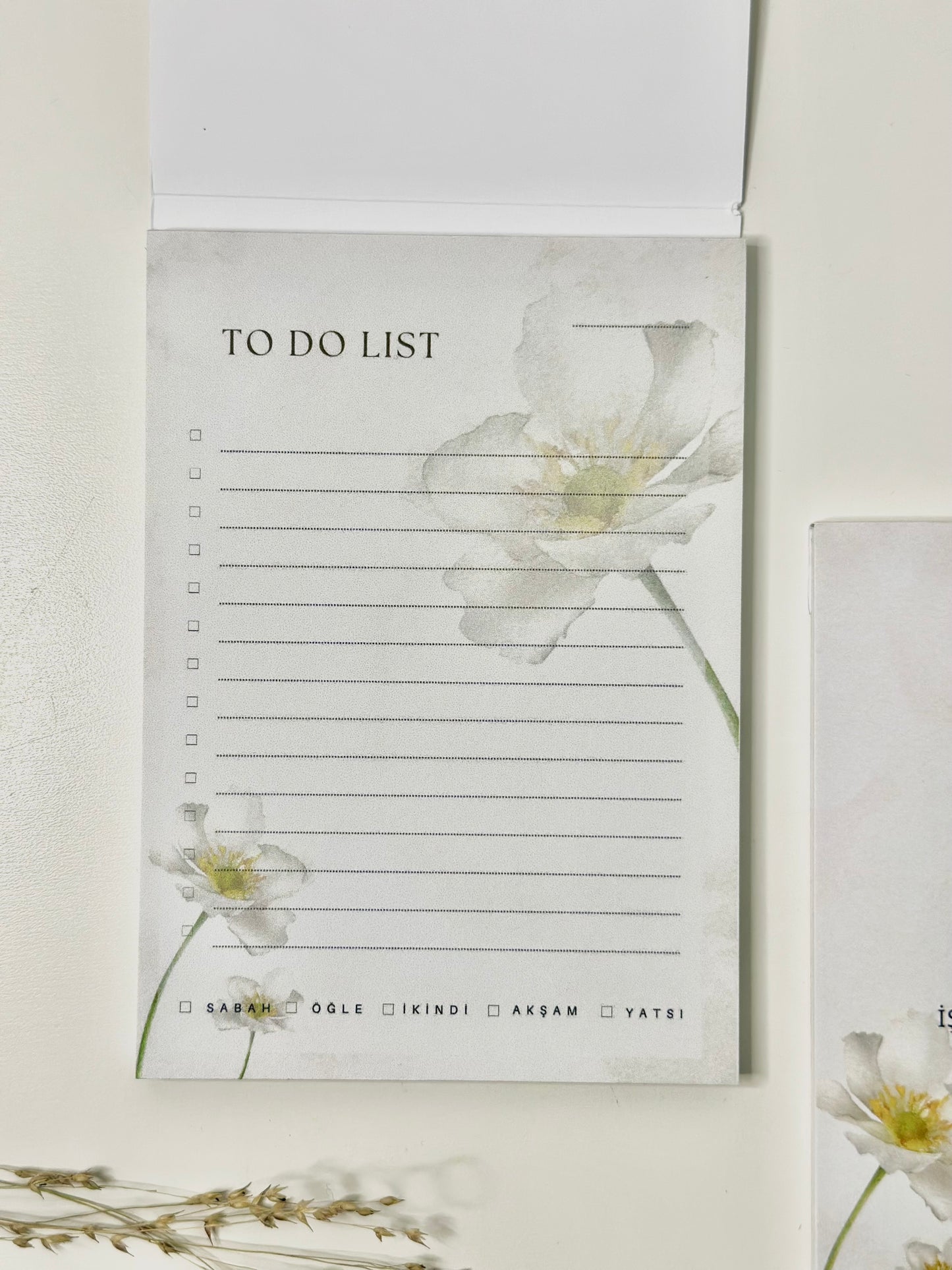 To Do Block with Prayer Tracker “White Flower” German/Turkish