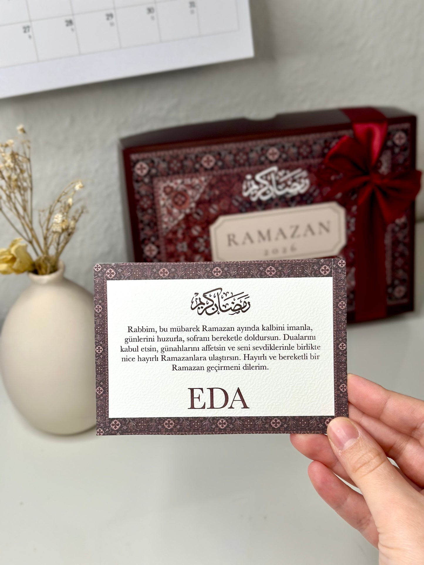 Personalized Ramadan Card Red Rug Turkish/German