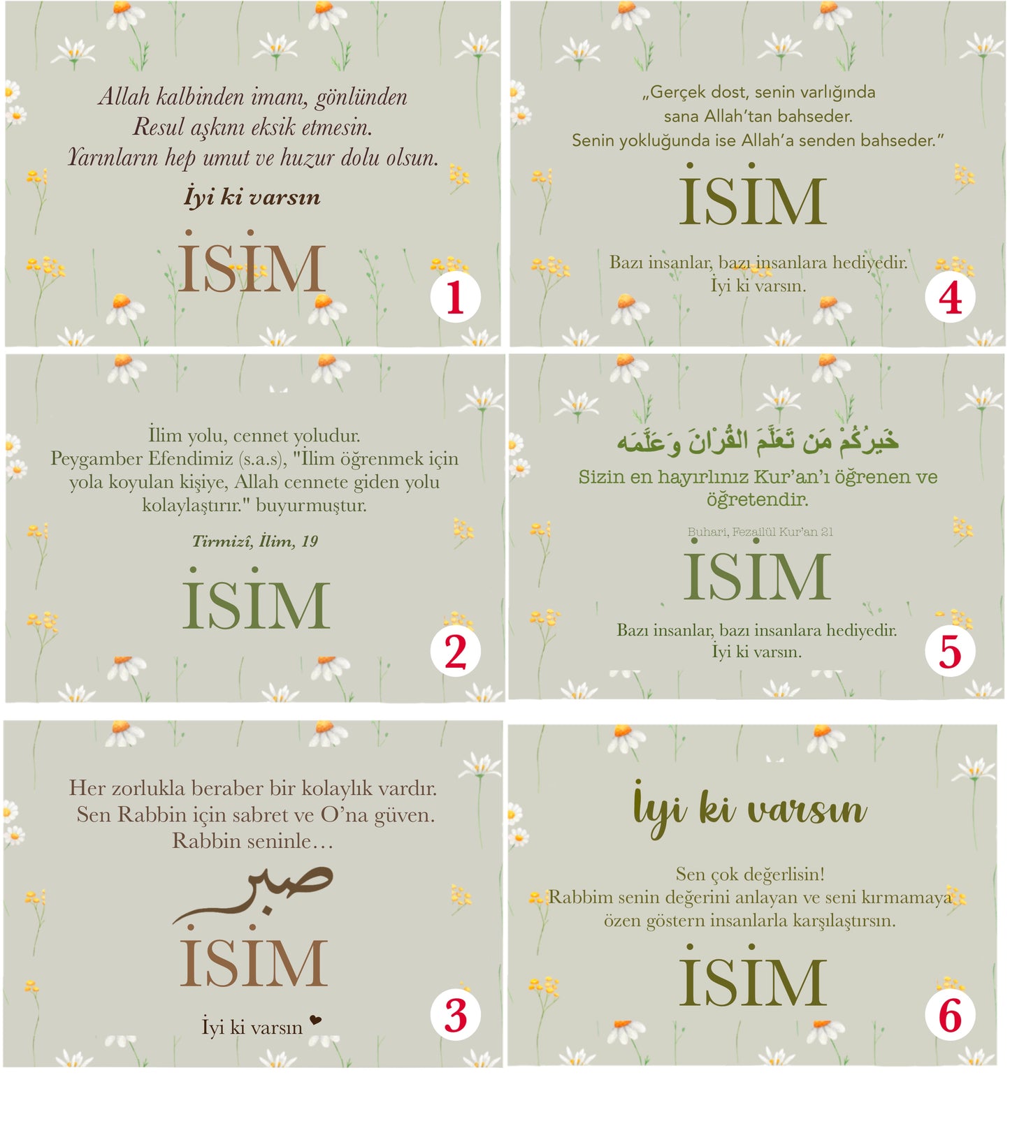 “Papatyam” personalized set of 5 / 7 Turkish