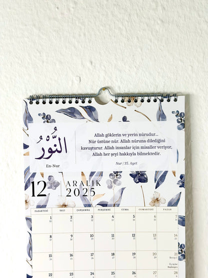 Almanca/Türkçe Hicri tarihli duvar takvimi 2025 A4