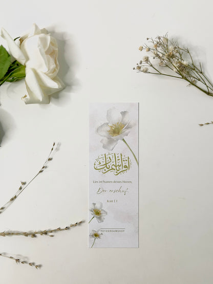 Bookmark "White flower" German/Turkish