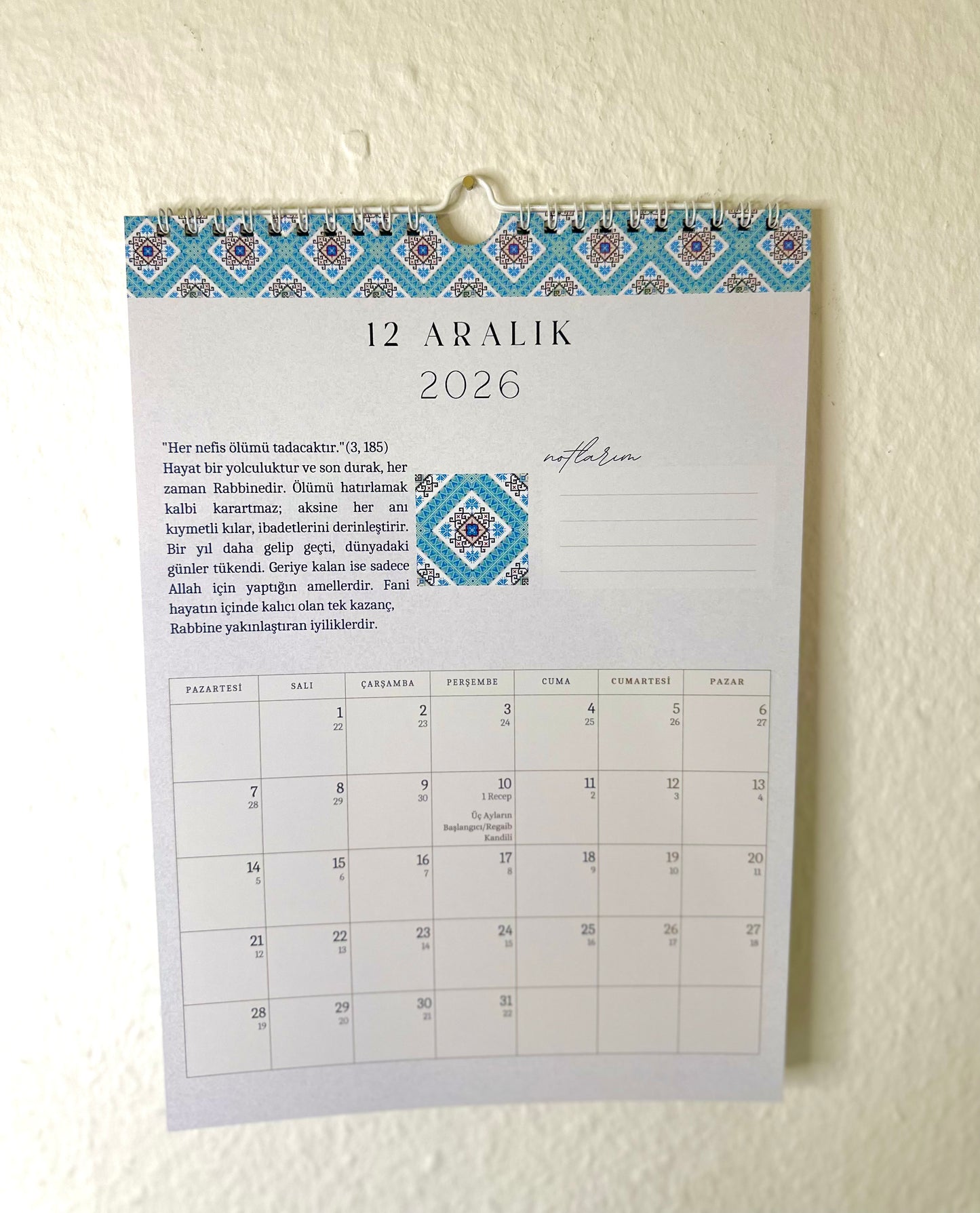 Islamischer Hijri Wandkalender türkisch