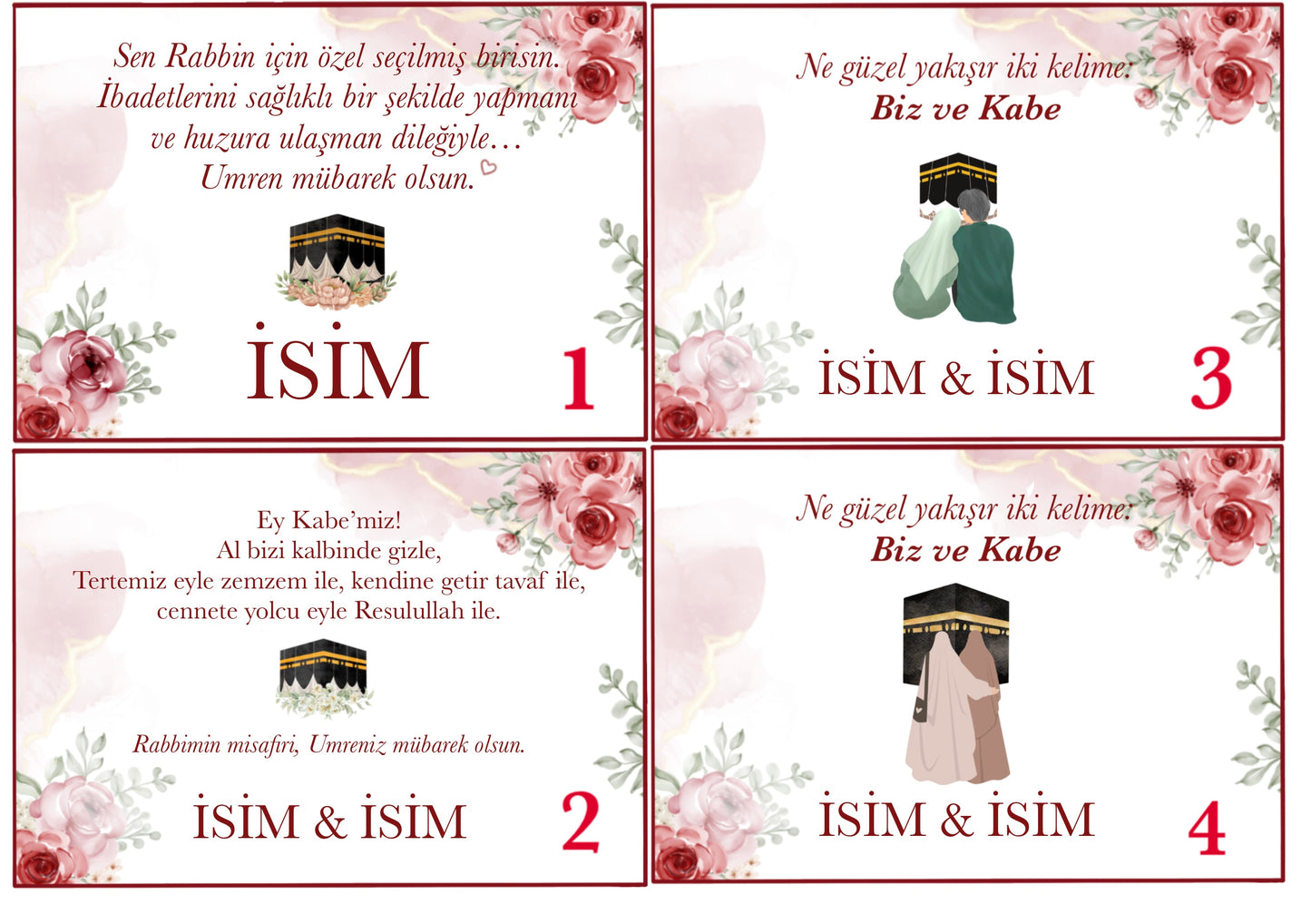 Kişiye Özel Umre Kartı “Güller” Türkçe