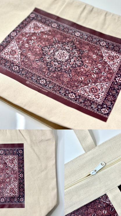 Red Rug Tote Bag mit Reißverschluss