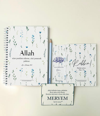 “Blue flower” personalized set of 5 / 7 Turkish