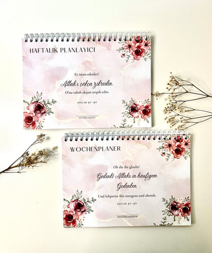 İslami haftalık planlayıcı Roses Almanca/Türkçe