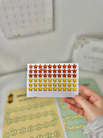 Ramazan Oruc ve Teravih Karnesi 2li Set+ yıldız Stickers