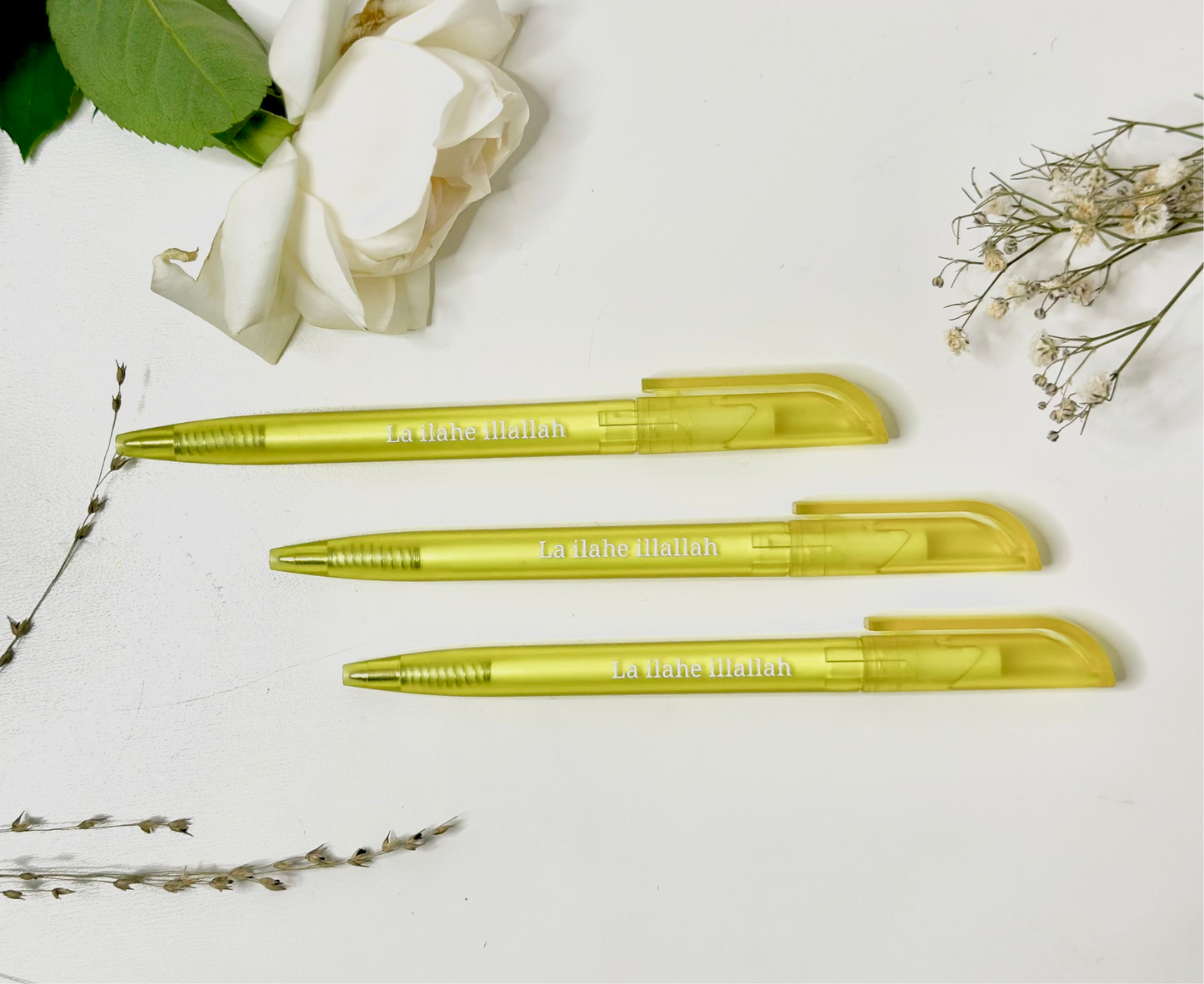 Ballpoint pen "La ilahe illallah" yellow