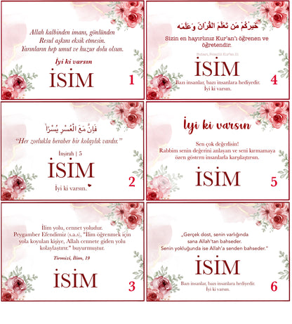 “Roses” personalized set of 5 / 7 Turkish