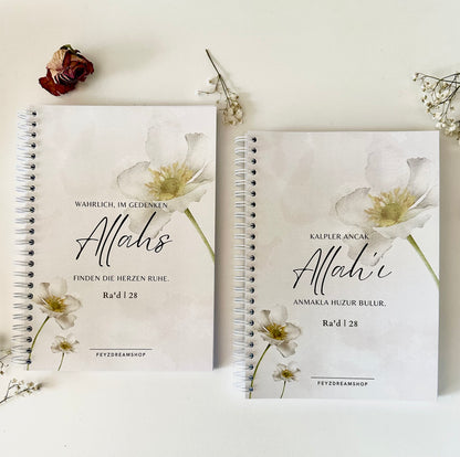 Islamic Notebook "White Flower" German/Turkish