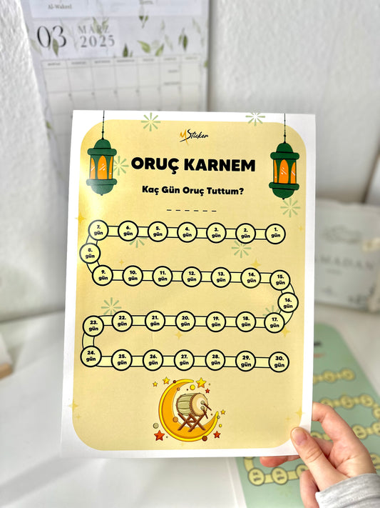 Ramazan Oruc ve Teravih Karnesi 2li Set+ yıldız Sticker