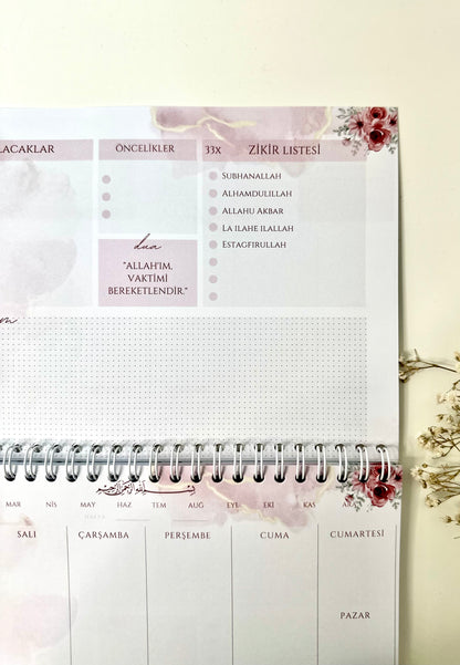 İslami haftalık planlayıcı Roses Almanca/Türkçe