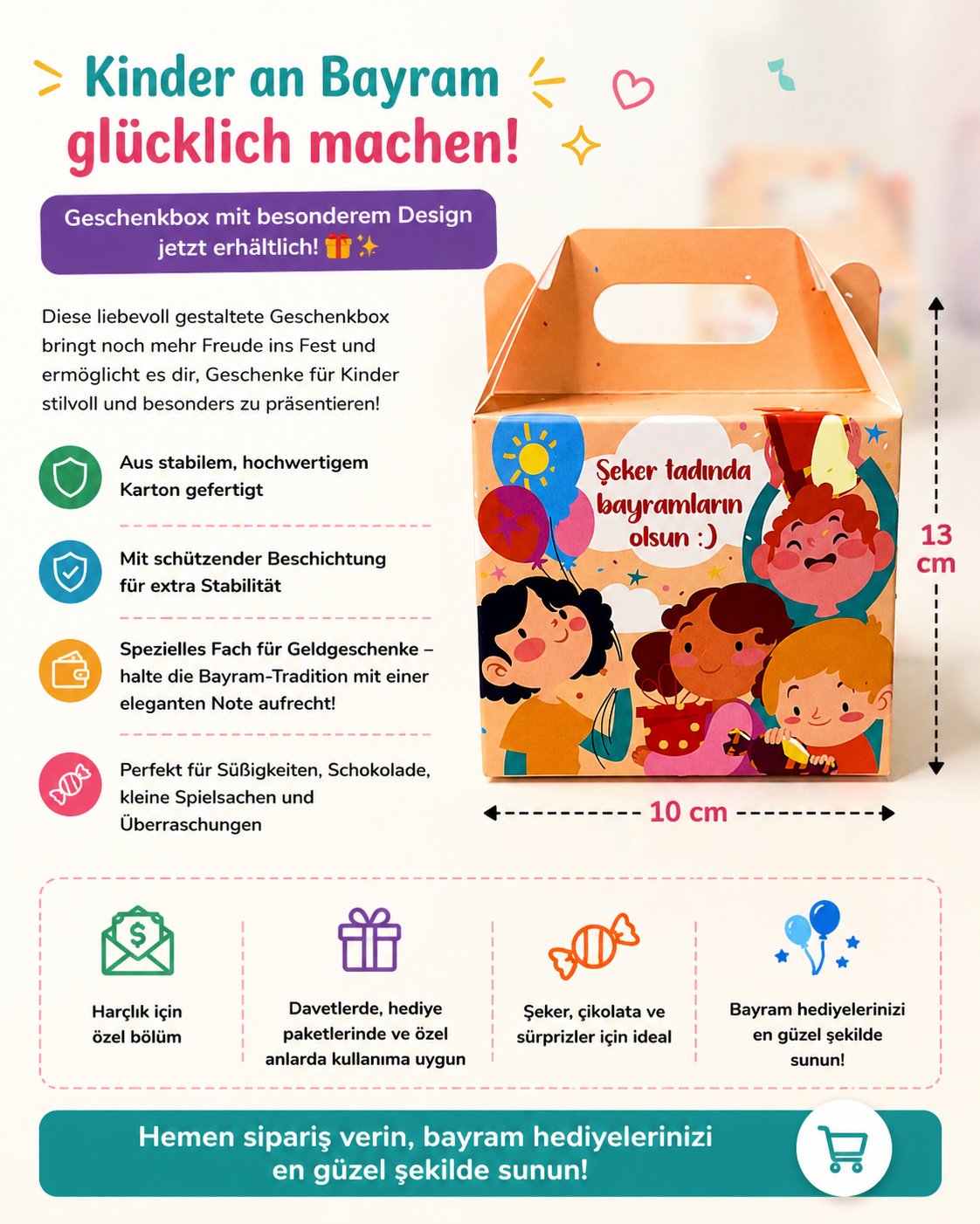 3 er Pack Bayram| Eid Box für Kinder zum Selbstbefüllen