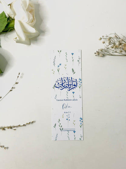 Bookmark "Blue flower" German/Turkish