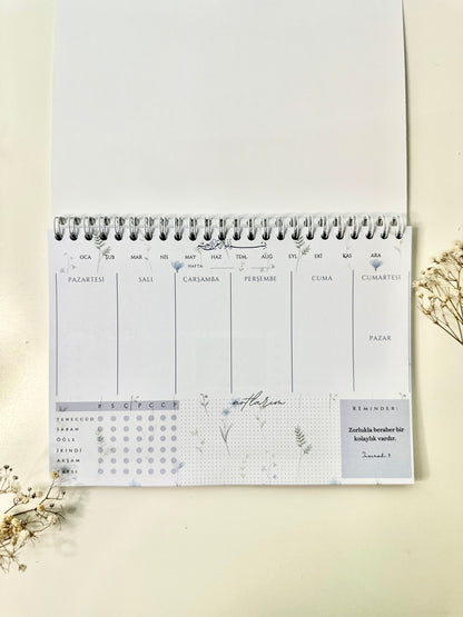 Islamic Weekly Planner Blue Flower German/Turkish