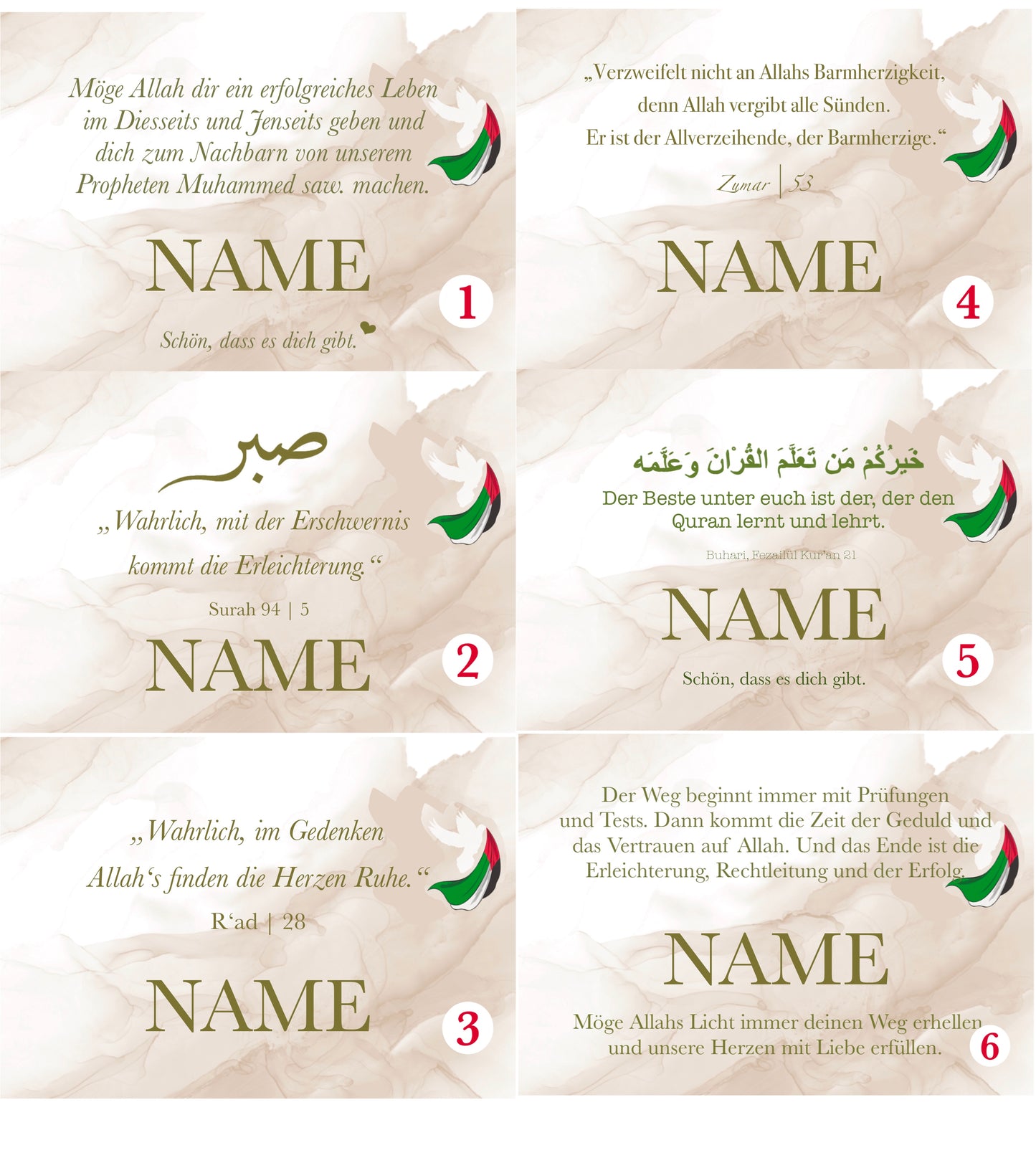 "Palestine" personalized set of 5 / 7 German