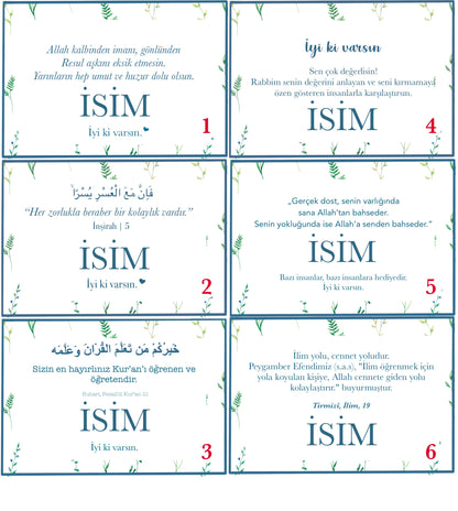 “Blue flower” personalized set of 5 / 7 Turkish