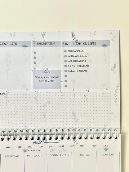Islamic Weekly Planner Blue Flower German/Turkish