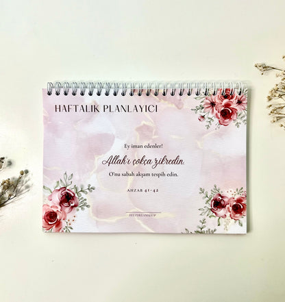 İslami haftalık planlayıcı Roses Almanca/Türkçe
