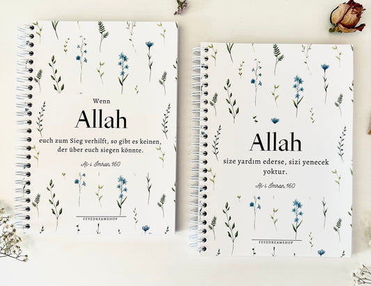 Islamisches Notizbuch „Blue Flower“ Deutsch/Türkisch