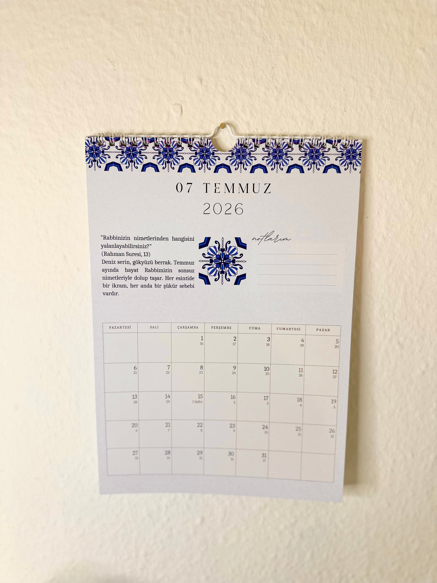 Islamischer Hijri Wandkalender türkisch