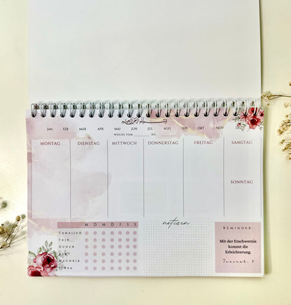 İslami haftalık planlayıcı Roses Almanca/Türkçe