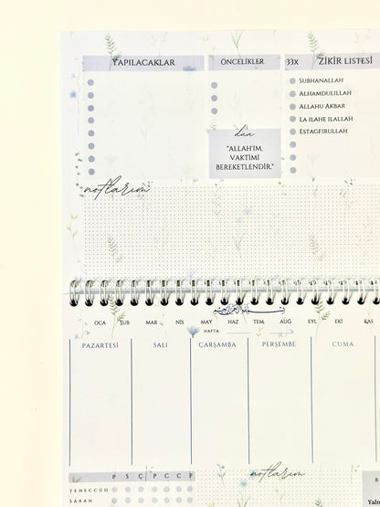 Islamic Weekly Planner Blue Flower German/Turkish