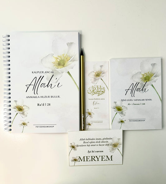„White Flower“ personalisiertes 5er / 7er Set Türkisch
