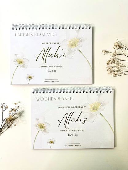 İslami haftalık planlayıcı Beyaz Çiçek Almanca/Türkçe