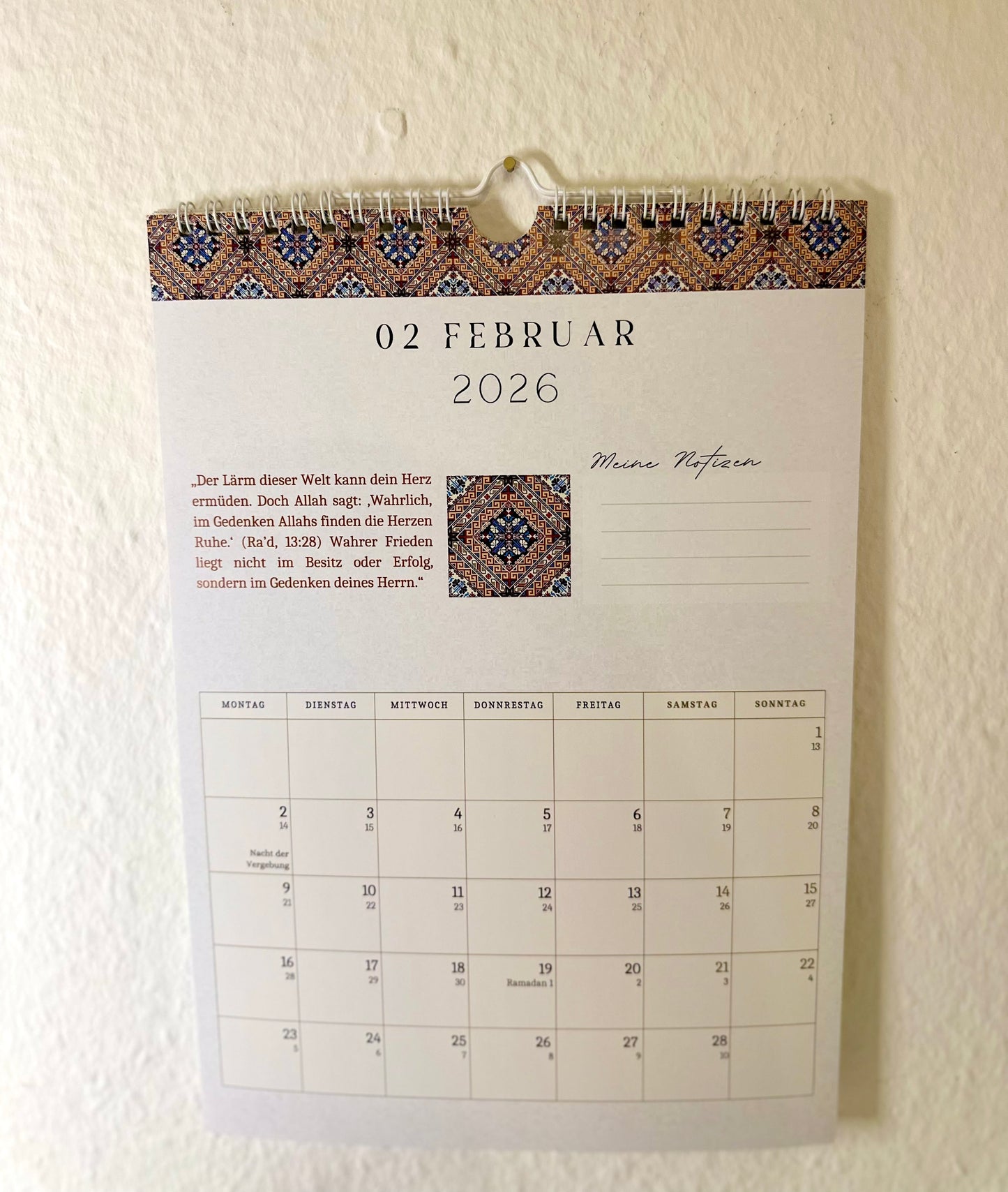 Islamischer Hijri Wandkalender deutsch