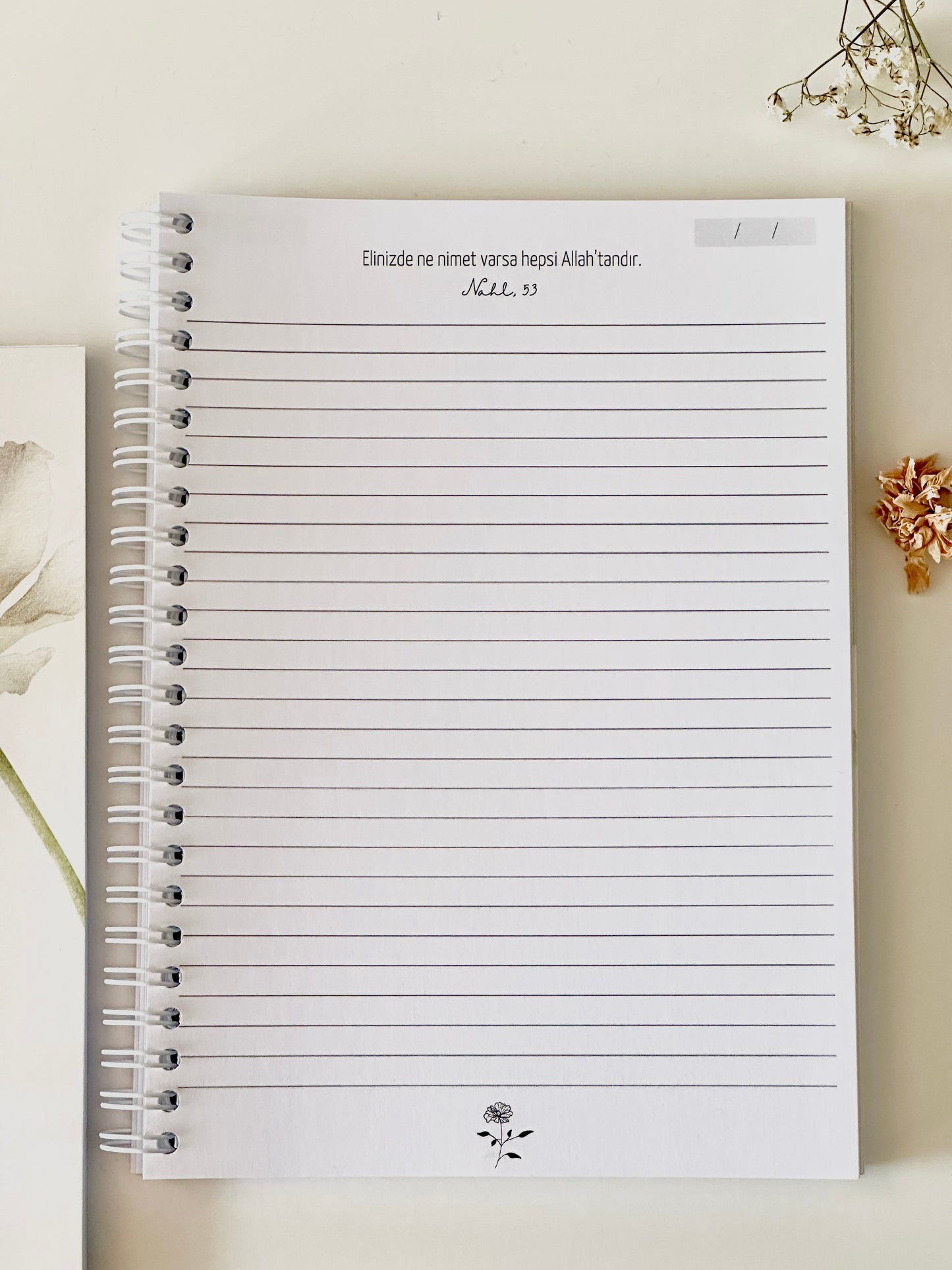 Islamic Notebook "White Flower" German/Turkish