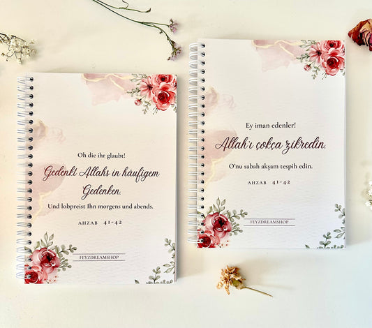 Islamisches Notizbuch „Roses“ Deutsch/Türkisch