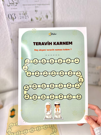 Ramazan Oruc ve Teravih Karnesi 2li Set+ yıldız Stickers