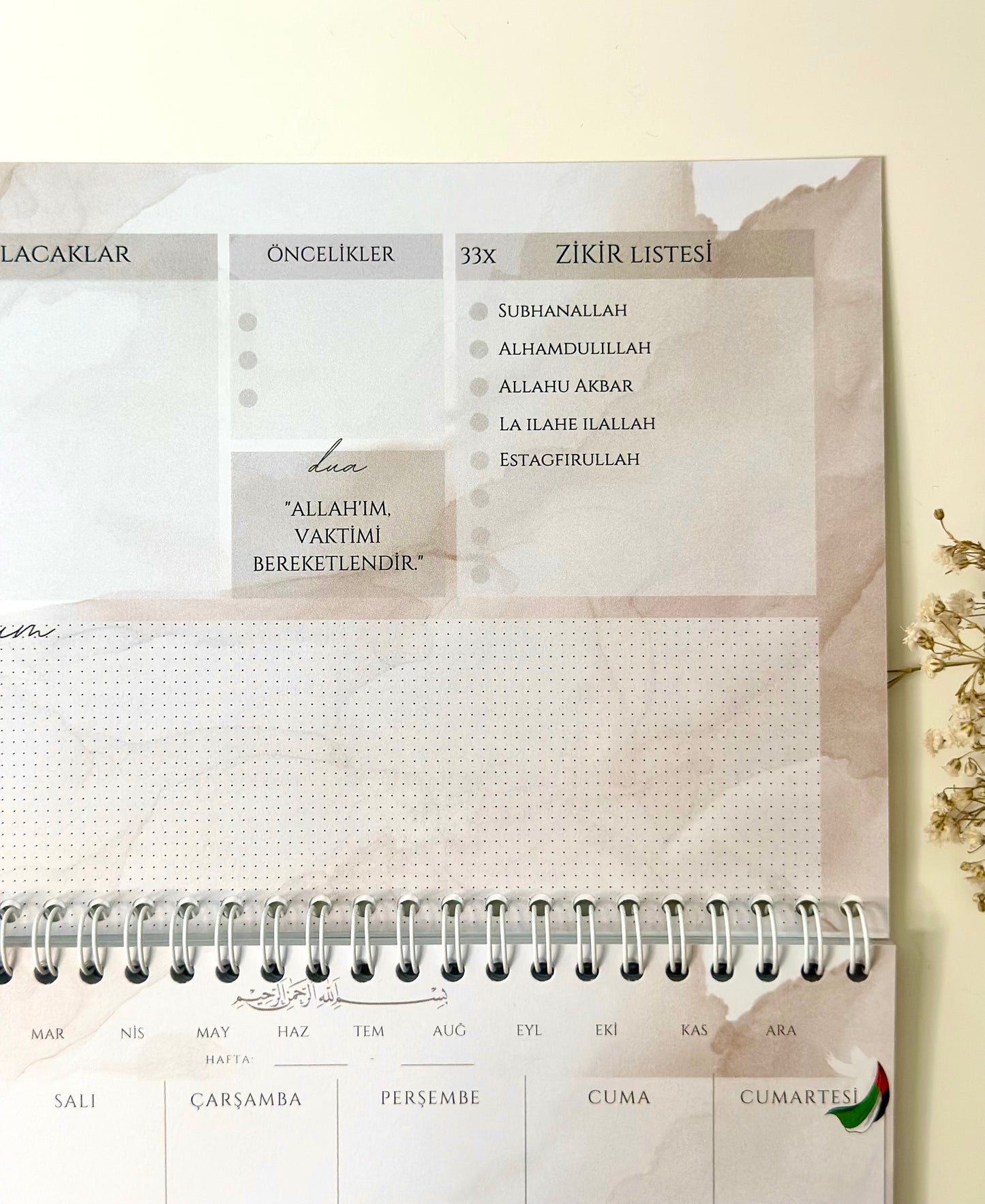 İslami haftalık planlayıcı Filistin Almanca/Türkçe