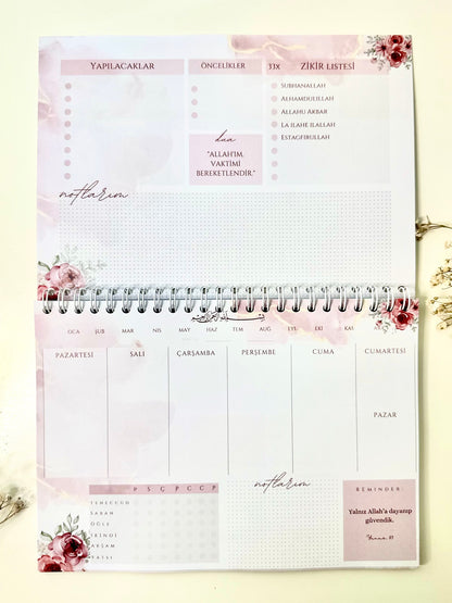 İslami haftalık planlayıcı Roses Almanca/Türkçe