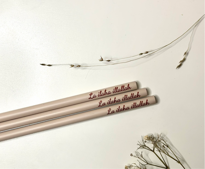 pencil in beige “La illaha illallah”