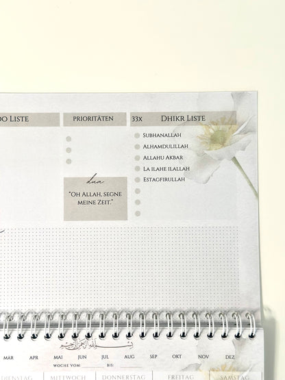 İslami haftalık planlayıcı Beyaz Çiçek Almanca/Türkçe