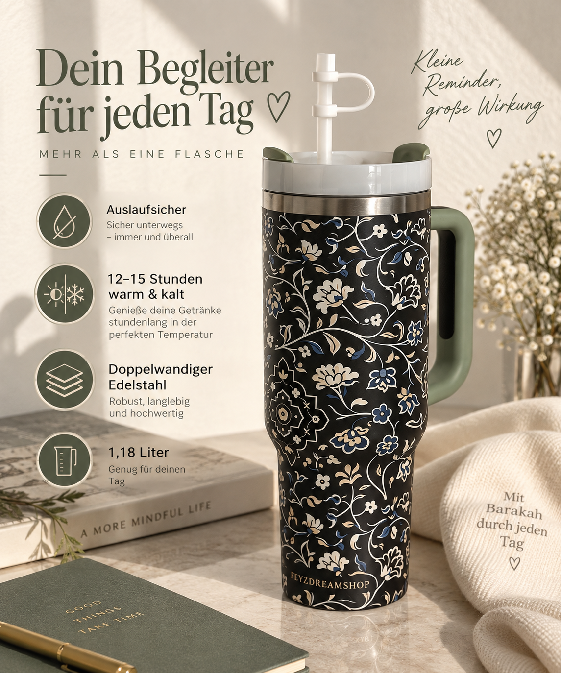1,18 Liter Rawdha Thermosflasche mit Griff