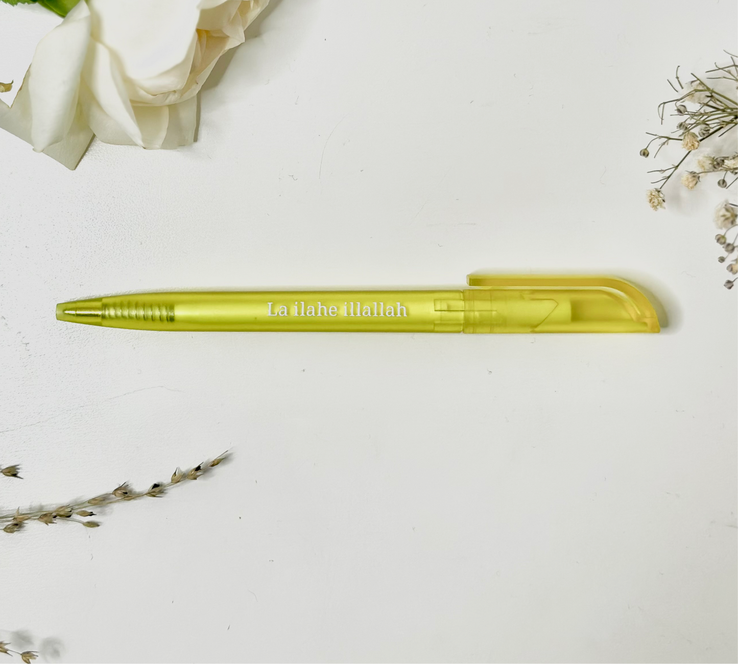 Ballpoint pen "La ilahe illallah" yellow