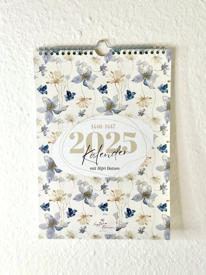 Almanca/Türkçe Hicri tarihli duvar takvimi 2025 A4
